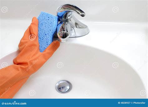 Cleaning Bathroom Sink stock image. Image of housekeeping - 4828927