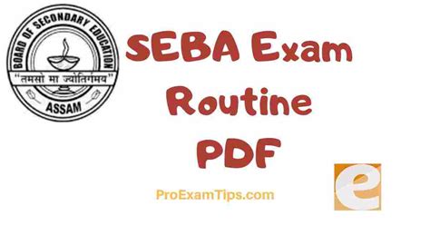 Download HSLC Exam Routine 2024| SEBA Routine 2024 PDF