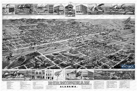 Restored bird’s eye view of Birmingham, Alabama in 1885 - KNOWOL