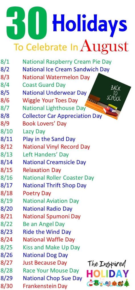 30 holidays to celebrate this August. Learn about all the silly and ...