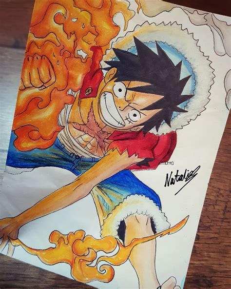 My colour drawing of Luffy in gear 2nd! 🤛👊🔥 : r/OnePiece