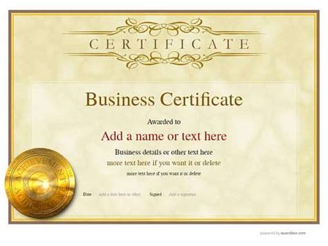 Free Business Certificate templates for easy editing