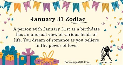 January 31 Zodiac Is Aquarius, Birthdays And Horoscope - ZodiacSigns101