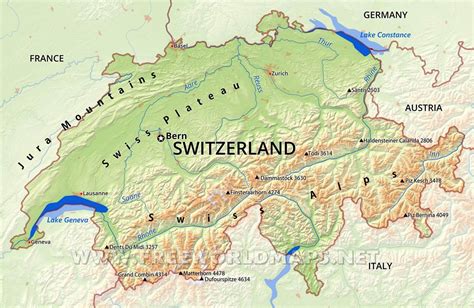 Switzerland Physical Map