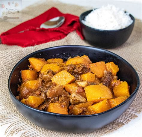 Sauteed Butternut Squash with Pork (Ginisang Kalabasa) - Manila Spoon