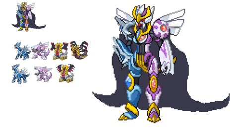 Creation Trio Pokemon Fusion Sprite ( Dialga + Palkia + Giratina)