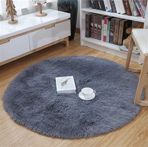 LOCHAS Luxury Round Fluffy Area Rugs for Bedroom Kids Nursery Rug Super ...