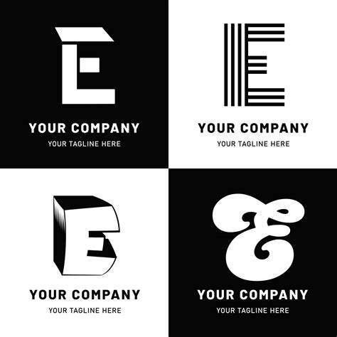 Black and White Letter E Logo Set 2964189 Vector Art at Vecteezy