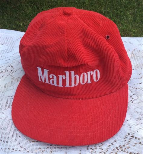 Vintage Marlboro red courdoroy snap back baseball style hat cap new old ...