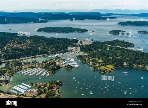 Aerial photography over North Saanich and Gulf Island, Vancouver Island ...