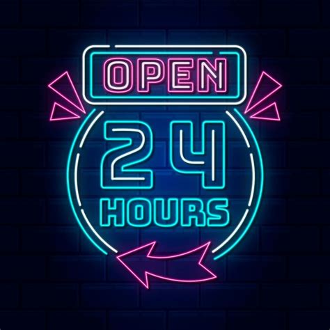 Free Vector | Neon open 24 hours sign