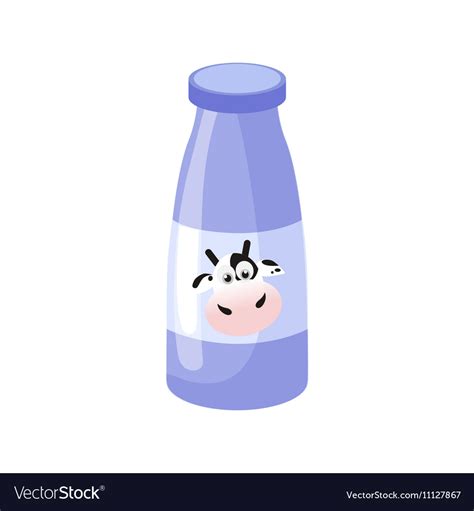 Bottle with cow on the label milk based product Vector Image