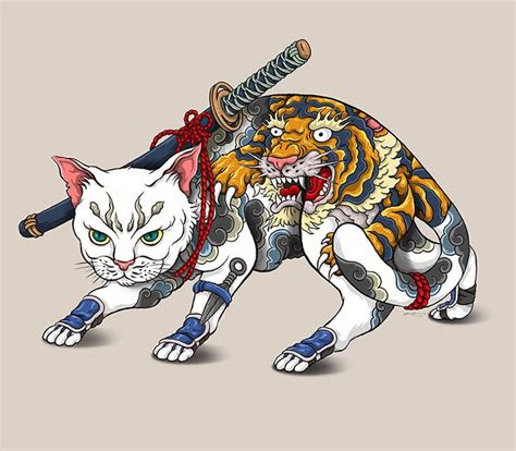 Tattooed Samurai Cats on Behance | Cat tattoo, Japan tattoo design ...