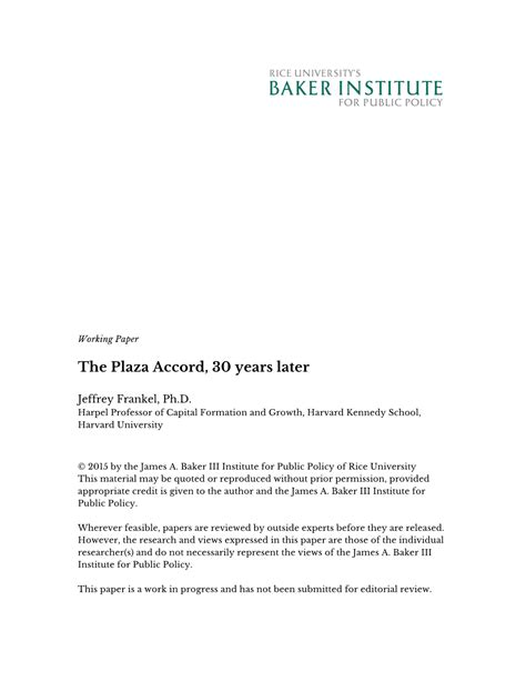 The Plaza Accord, 30 Years Later - DocsLib