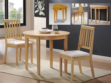 Round Wooden Dining Table and 2 Chairs - Homegenies