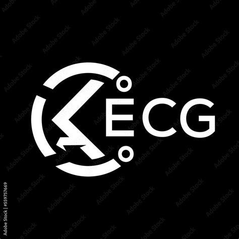 ECG letter logo. ECG white image on black background. ECG vector logo ...