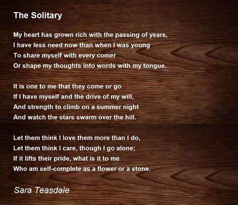 The Solitary Poem by Sara Teasdale - Poem Hunter