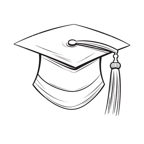 Black And White Drawing Of A Graduation Cap On A White Background ...