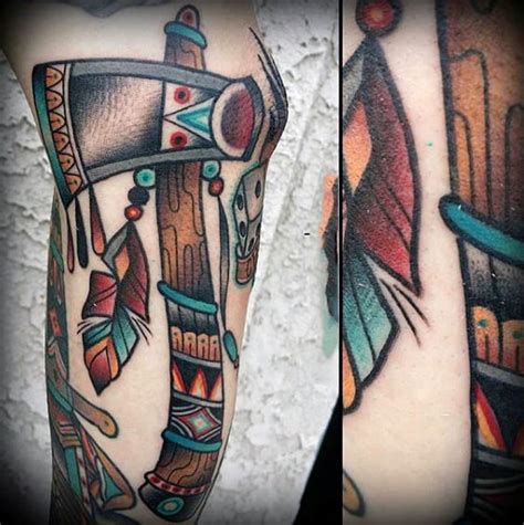 70 Tomahawk Tattoo Designs For Men - American Indian Axe Ideas