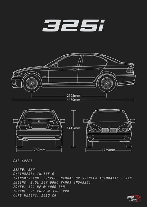 Bmw 325i 2.5 E46 2002 - Blueprint Interlakes Digital Art by Interlakes ...