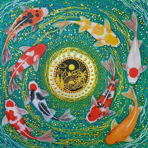 Koi Fish Japanese Art - Original Koi Painting For Sale