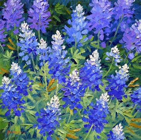 Red, White and Bluebonnets – Mikki Senkarik | Easy flower painting ...