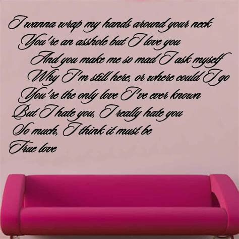 East Urban Home Pink True Love Lyrics Design 1 Decal Wall Sticker ...