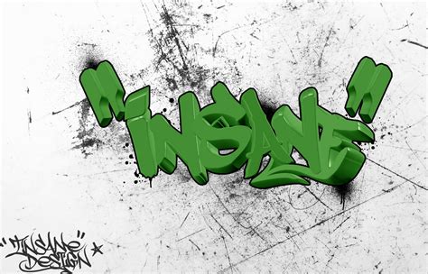 'INSANE' Name in 3d Graffiti Letters Green Color | Digital Graffiti