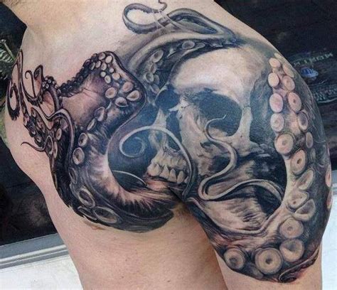 tattoos skull and octopus | Cool chest tattoos, Skull tattoo design ...