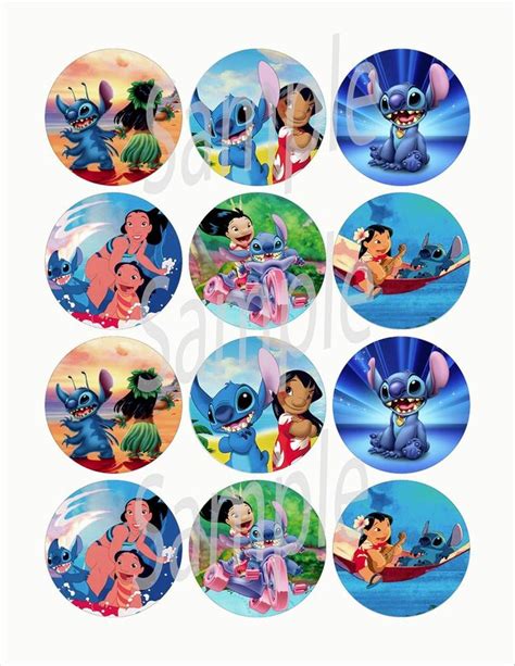 Lilo & Stitch 2.25" Circle Stickers-12pcs, cut & peel | Lilo and stitch ...