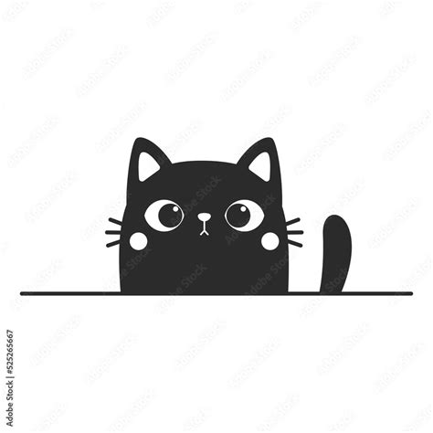 Vector cartoon silhouette of black cat waving to the wall is waving ...