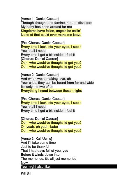 Get you Lyrics - [Verse 1: Daniel Caesar] Through drought and famine ...