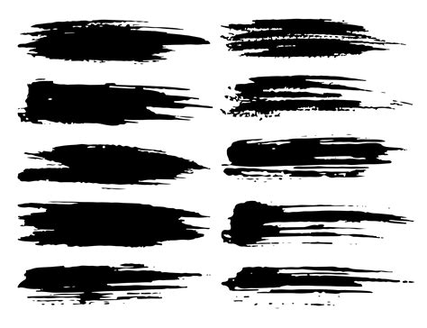 Set of brush strokes, Black ink grunge brush strokes. Vector ...