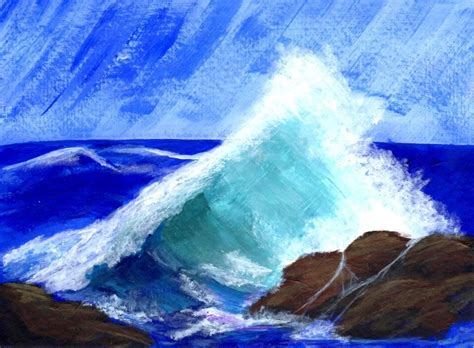 Wave crashing on rocks | Peinture