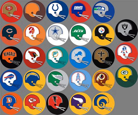 NFL Helmet Classic Logos 28 team logos Buttons or Magnets NEW 1.25 inch ...