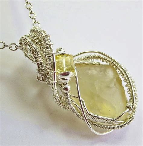 Libyan Desert Glass Swarovski Crystal and Sterling Silver Pendant ...