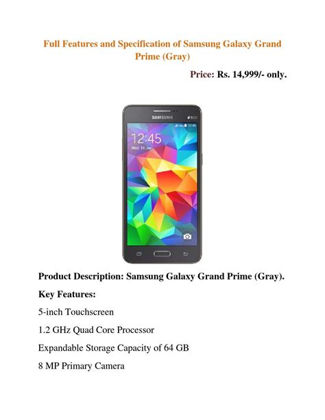 Check out Full Features and Specification of Samsung Galaxy Grand Prime ...