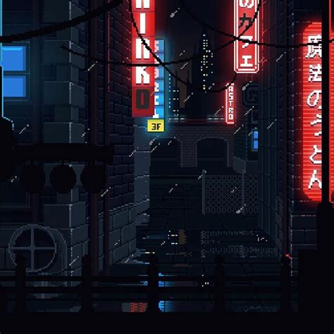 8 Bit Retro Japan Raining At Night Wallpaper Engine Desktop Background ...