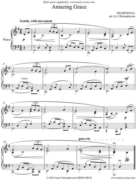 Traditional. Amazing Grace Piano classical sheet music