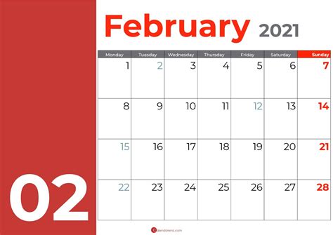 Best Free 🇺🇸 Blank February Calendar 2021