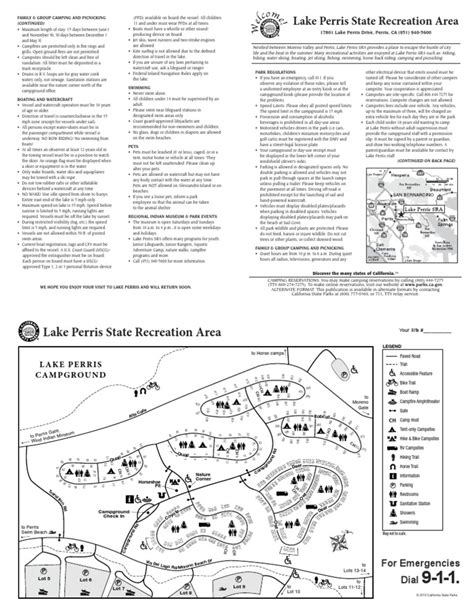 Lake Perris State Recreaion Area Campground Map | Camping | Campsite