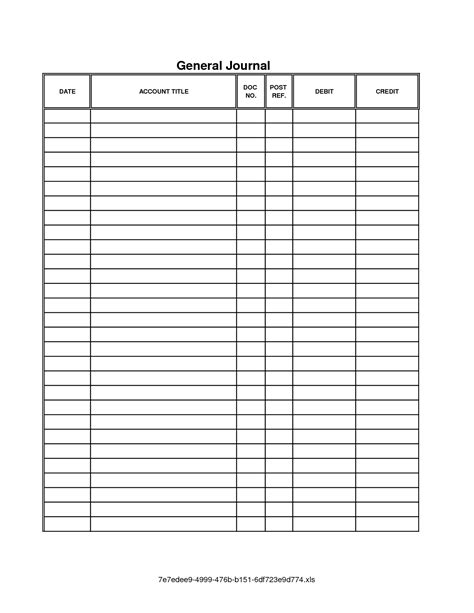 Double Entry Accounting Journal Template