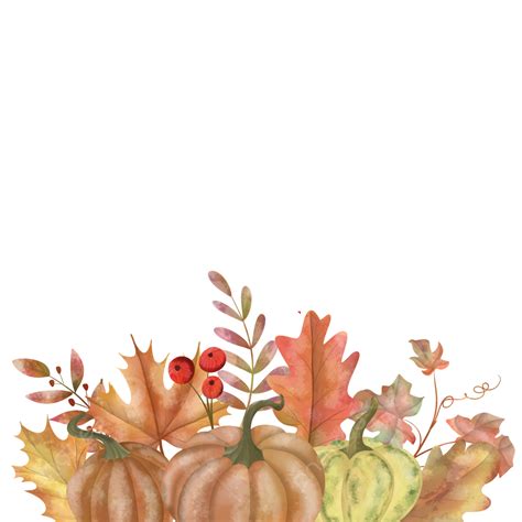 Watercolor Autumn Leaves PNG Image, Pumpkin And Watercolor Autumn ...