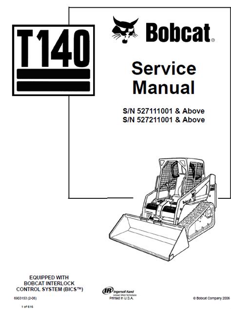 Bobcat T140 Compact Loader Service Manual