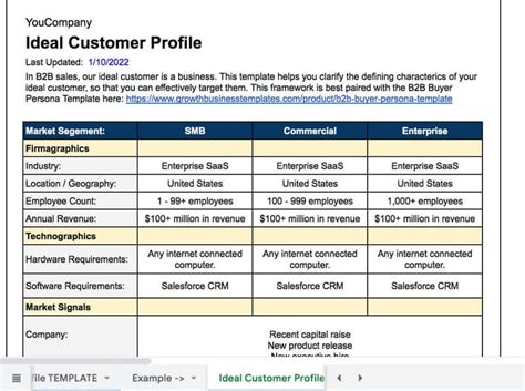 B2B Ideal Customer Profile Template