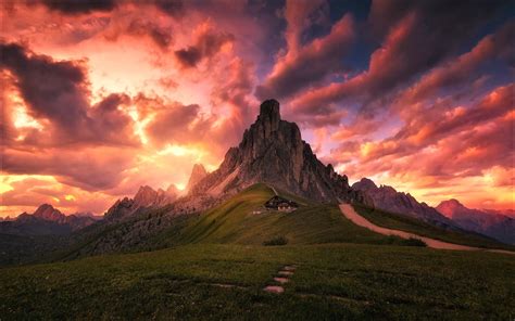 red sky mountains field wallpapers from arashilkis - images from Fonwall