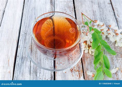 Acacia Tea Close Up on Wooden Tables Stock Photo - Image of herbal ...