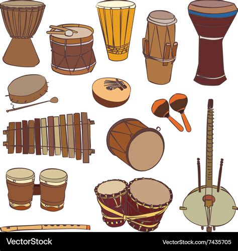 African traditional musical instruments Royalty Free Vector