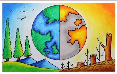 Environment day drawing | Easy Drawing in Four Steps | Easy drawings ...