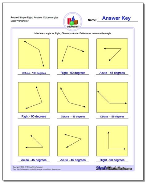 Acute Right And Obtuse Angles Worksheet